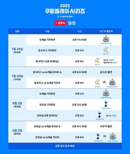 ‘2025 쿠팡플레이 시리즈’ 생중계 풀 라인업 공개